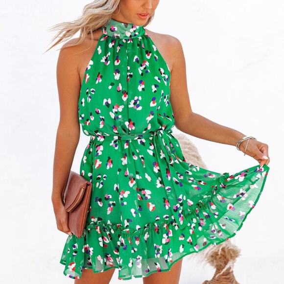 Vici Sweet Jasmine Chiffon Halter Dress - Picture 2 of 7